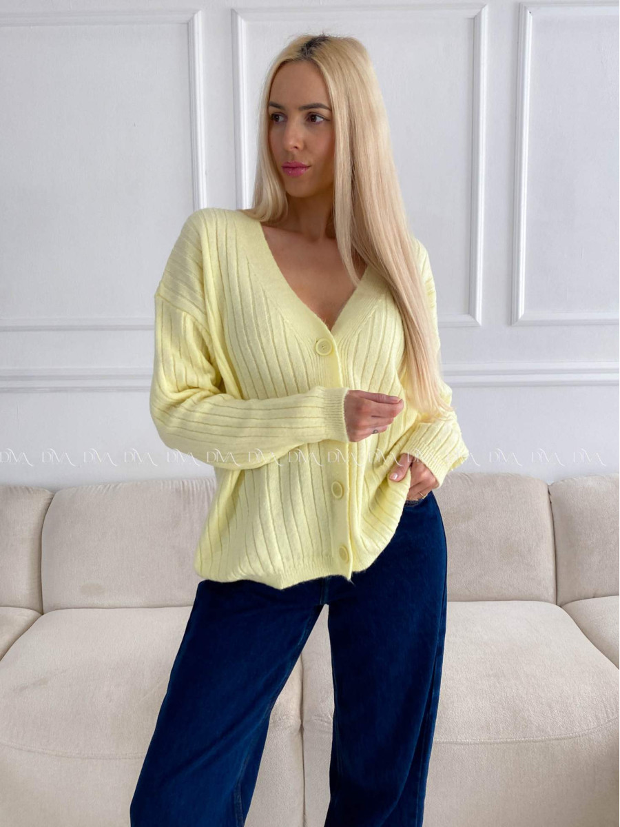 Oversize kardigan na gombíky žltý B 12