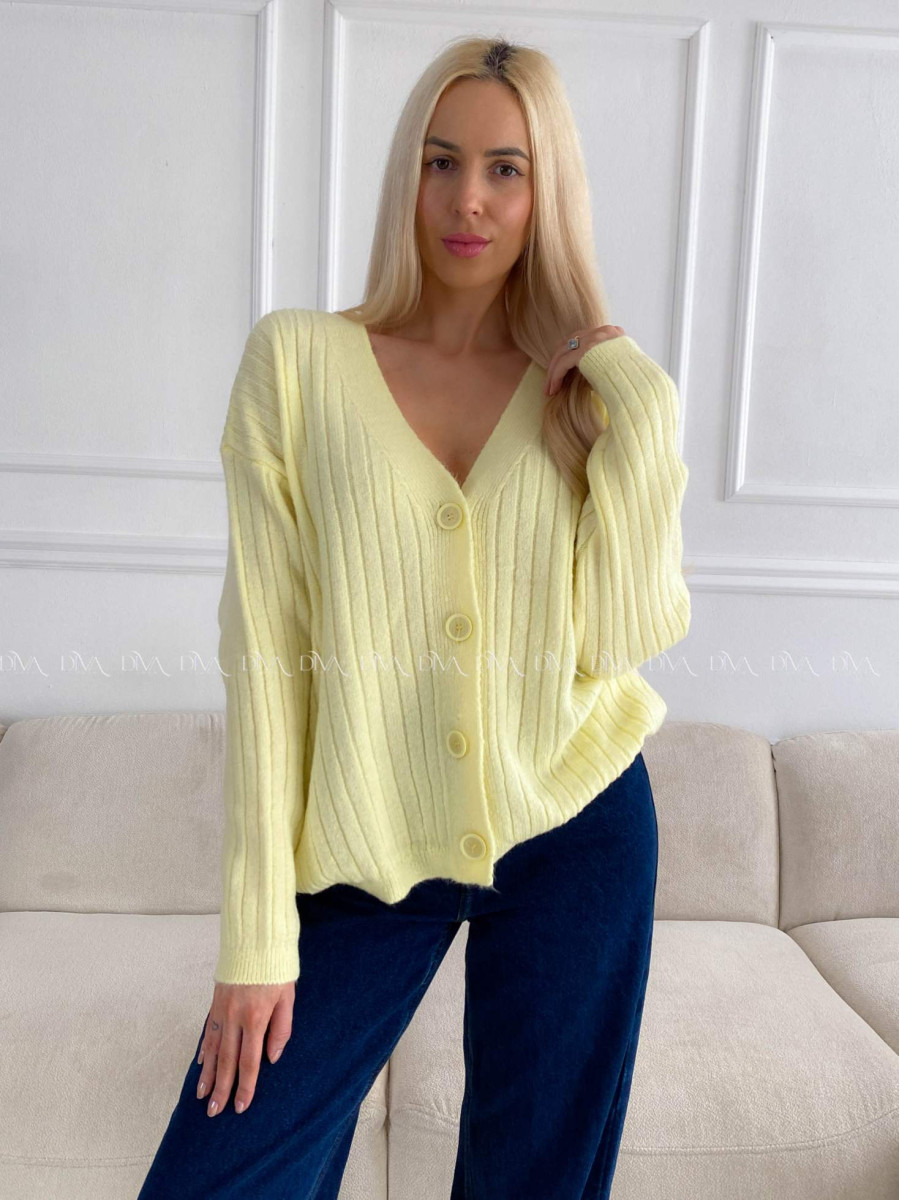 Oversize kardigan na gombíky žltý B 12