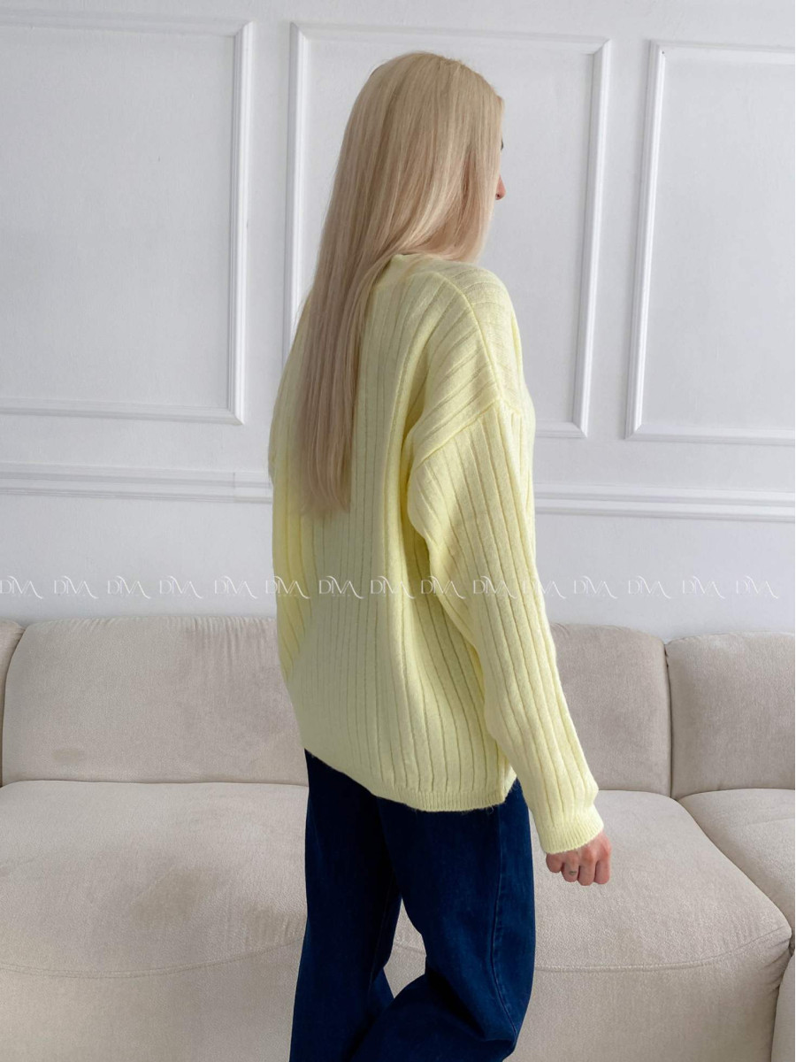 Oversize kardigan na gombíky žltý B 12