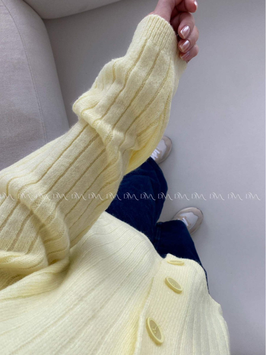 Oversize kardigan na gombíky žltý B 12