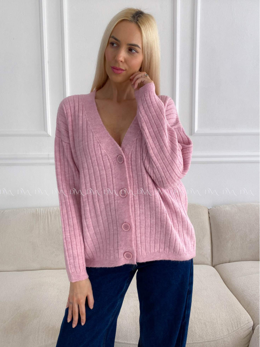 Oversize kardigan na gombíky ružový B 12