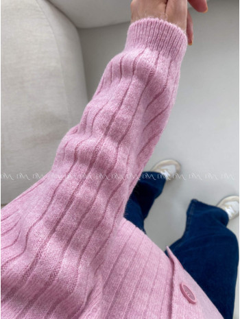 Oversize kardigan na gombíky ružový BB 12 Oversize kardigan na gombíky ružový BB 12