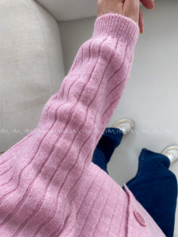 Oversize kardigan na gombíky ružový BB 12 Oversize kardigan na gombíky ružový BB 12