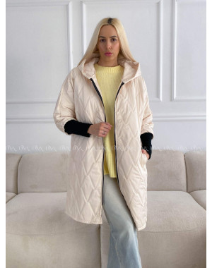 Prechodná oversize bunda s kapucňou maslová A 204 Prechodná oversize bunda s kapucňou maslová A 204