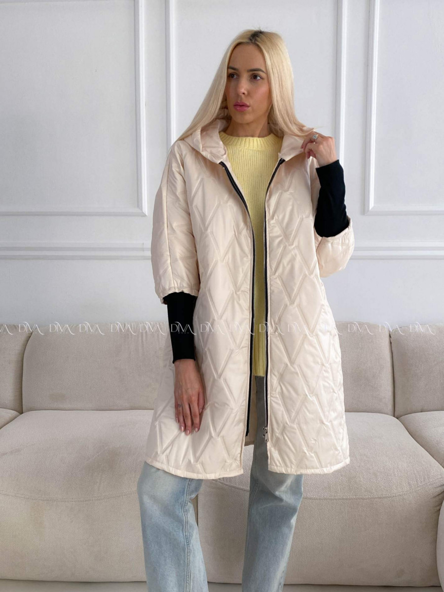 Prechodná oversize bunda s kapucňou maslová A 204