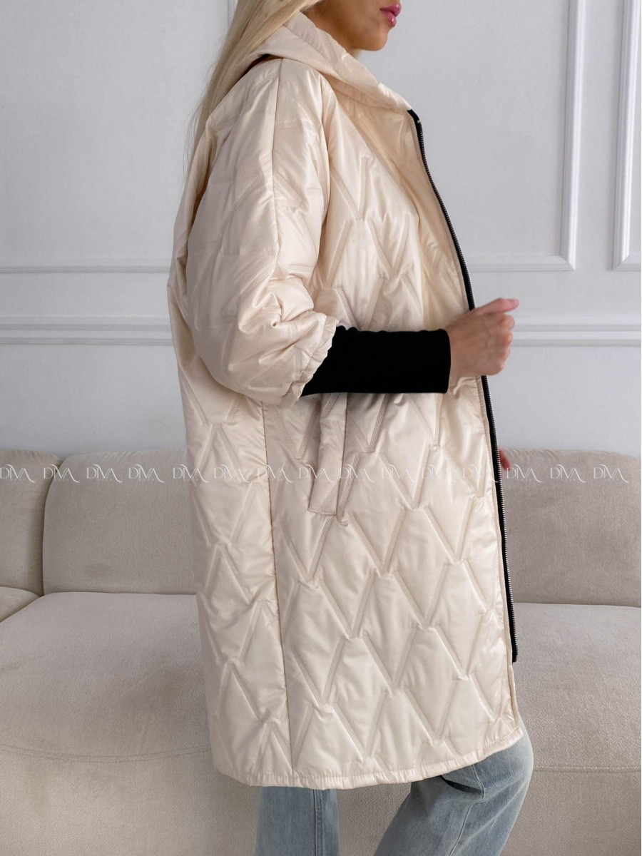 Prechodná oversize bunda s kapucňou maslová A 204