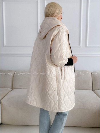 Prechodná oversize bunda s kapucňou maslová A 204