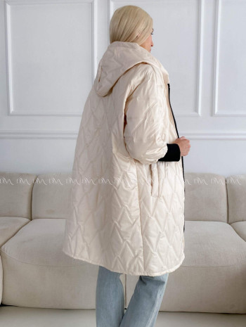 Prechodná oversize bunda s kapucňou maslová A 204