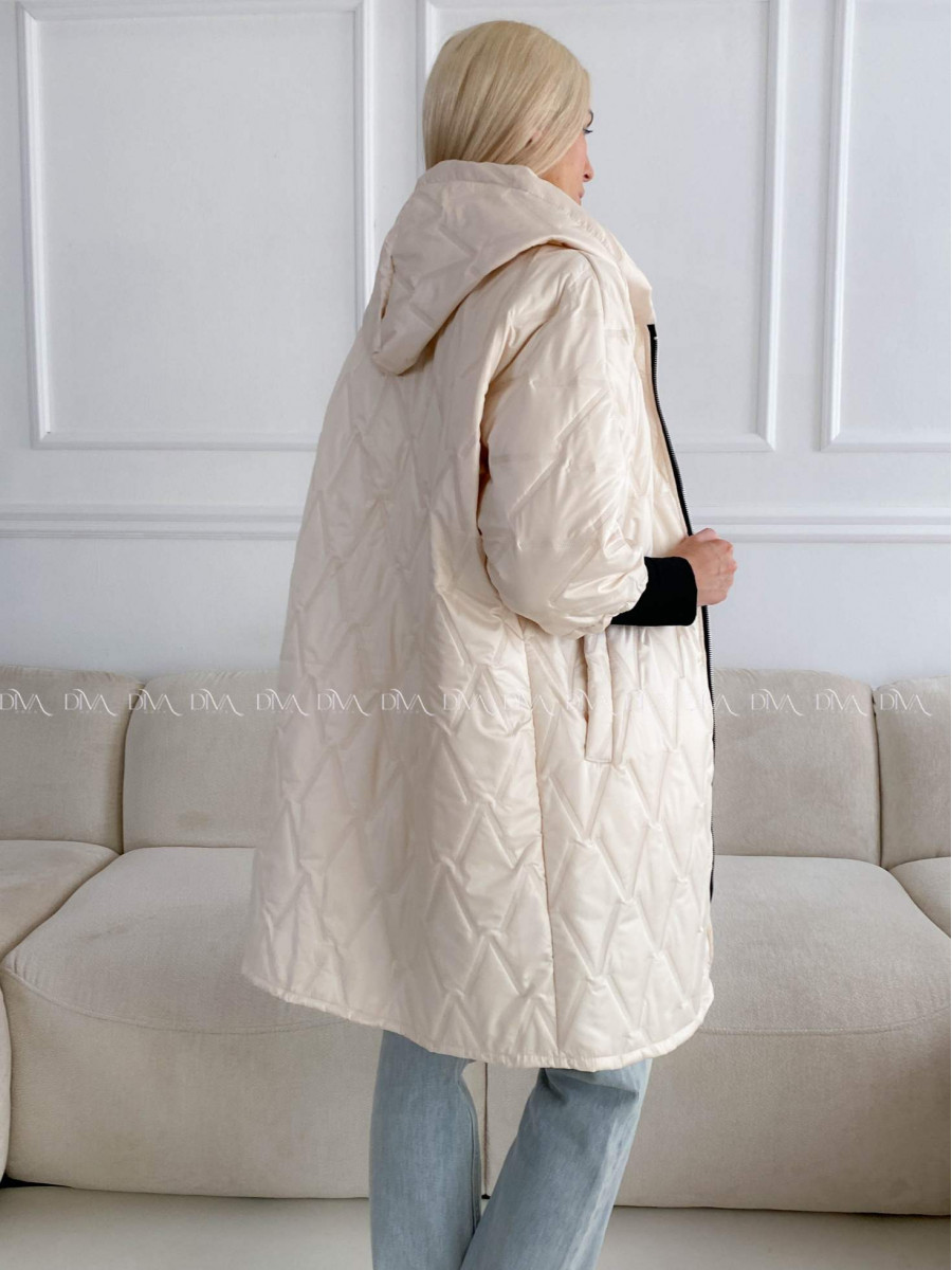 Prechodná oversize bunda s kapucňou maslová A 204