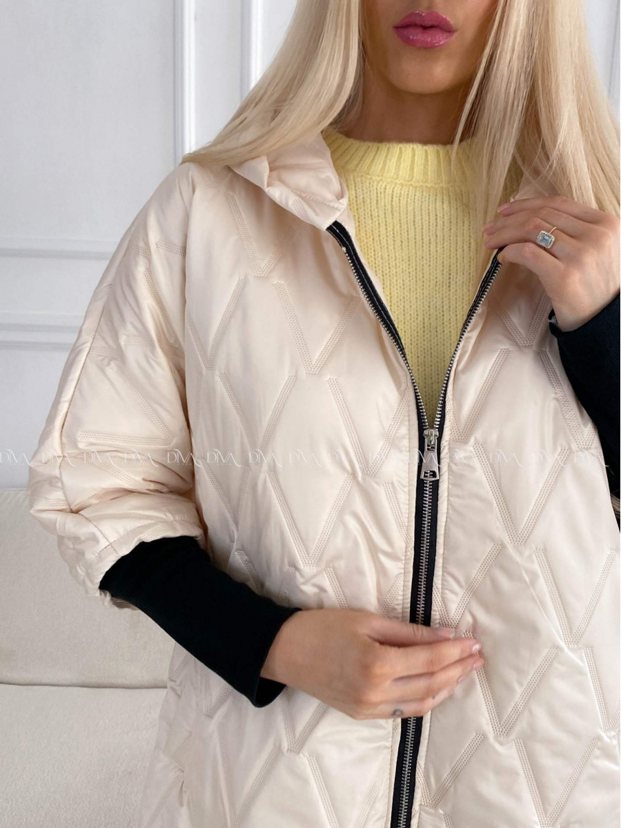 Prechodná oversize bunda s kapucňou maslová A 204