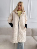 Prechodná oversize bunda s kapucňou maslová A 204