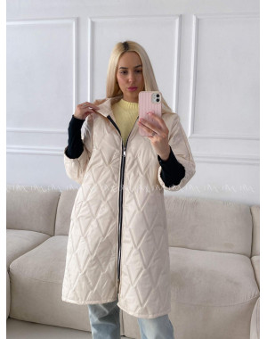 Prechodná oversize bunda s kapucňou maslová A 204