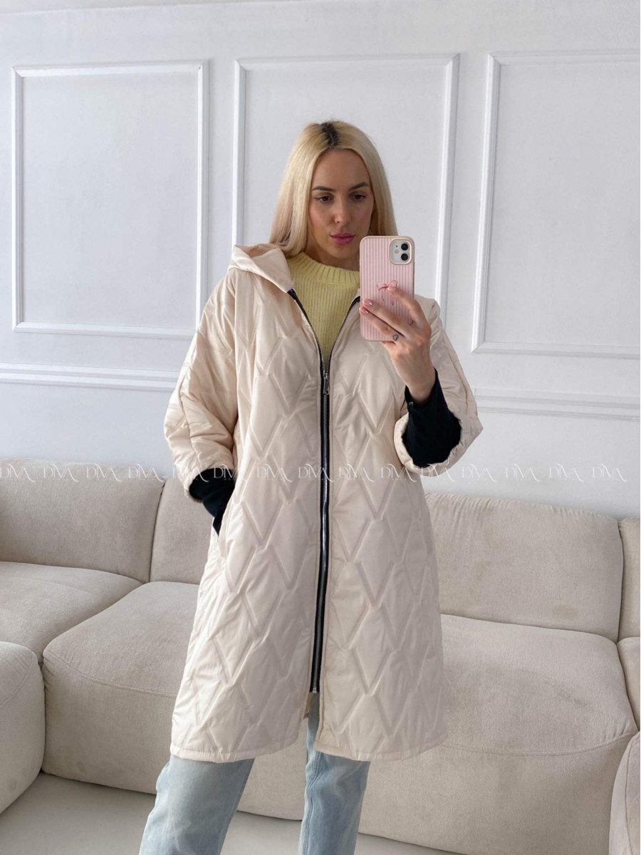 Prechodná oversize bunda s kapucňou maslová A 204