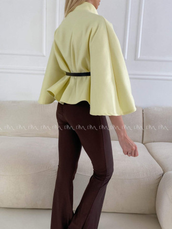 Prechodné pončo s opaskom žlté A 206