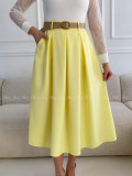 Tulipánová midi sukňa s opaskom žltá A 84