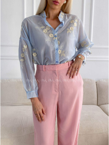 Blúzka s 3D kvetmi baby modrá A 207