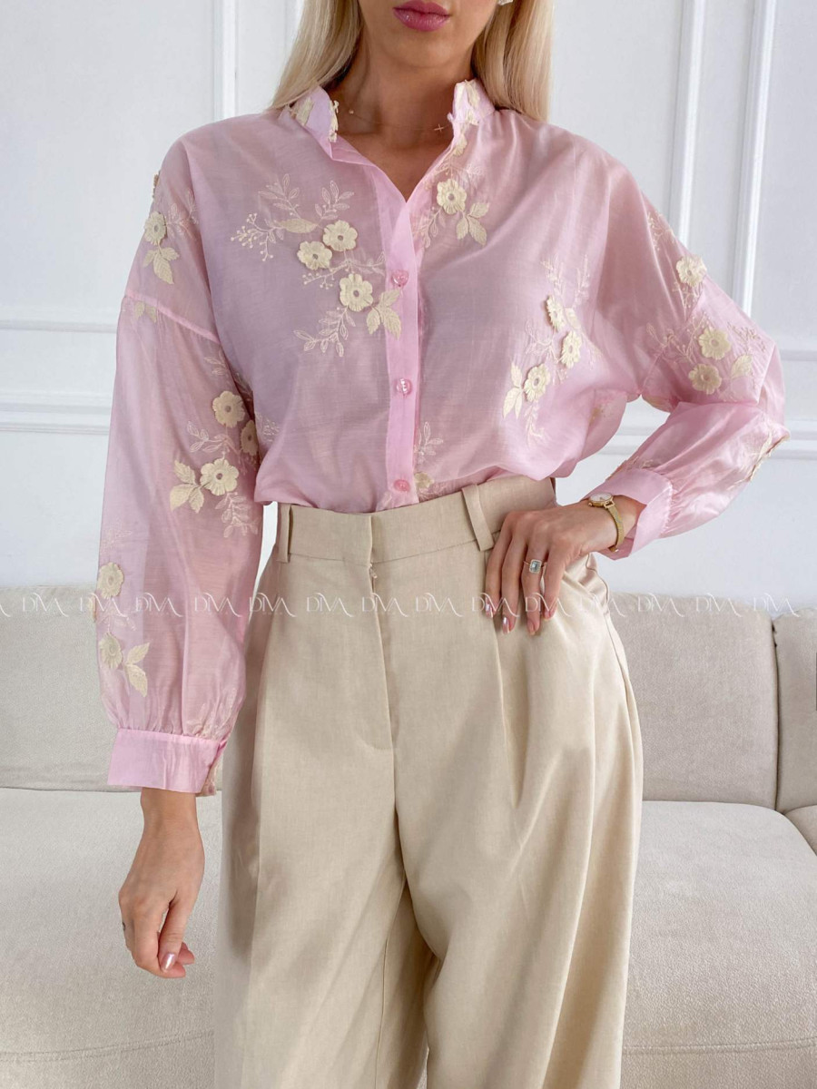 Blúzka s 3D kvetmi ružová A 207