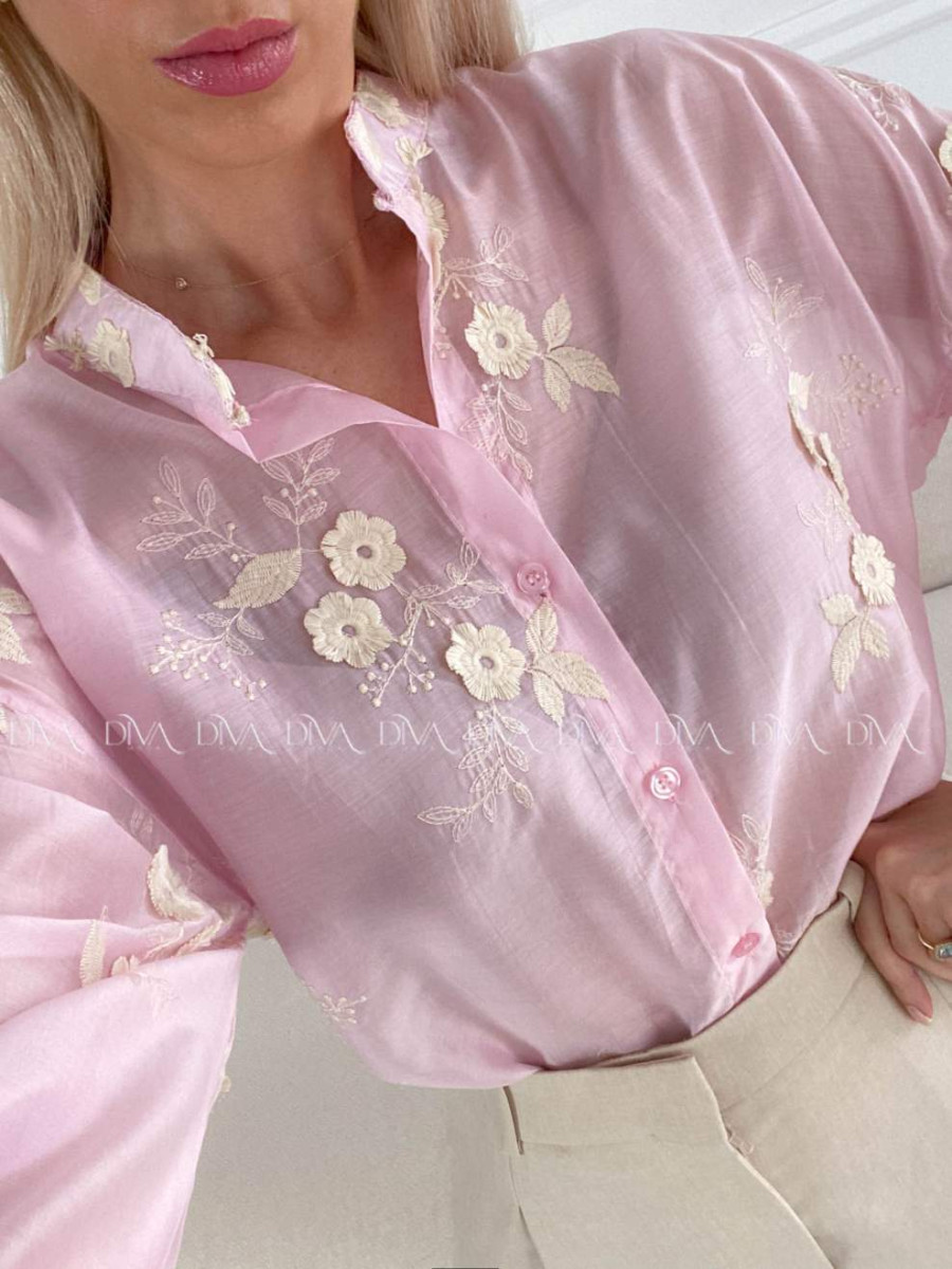 Blúzka s 3D kvetmi ružová A 207