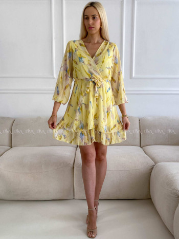 Ľahké kvetinové šaty magnolia žlté A 229