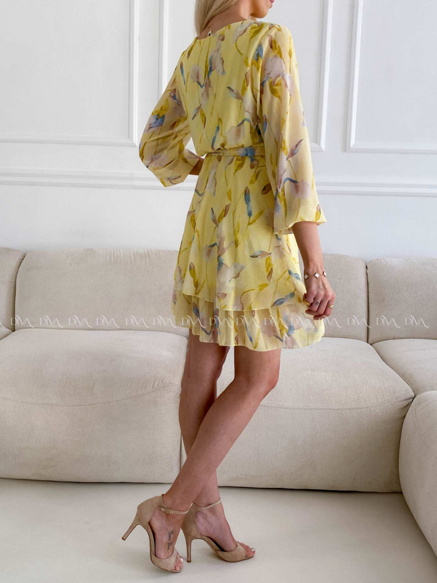 Ľahké kvetinové šaty magnolia žlté A 229