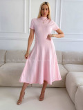 Úpletové midi šaty A-čkové baby pink A 226