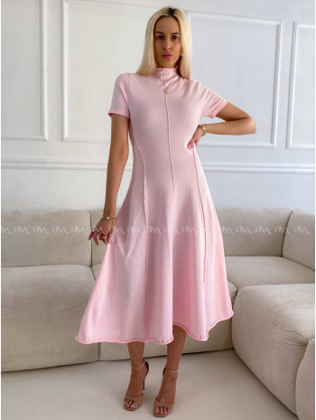 Úpletové midi šaty A-čkové baby pink A 226