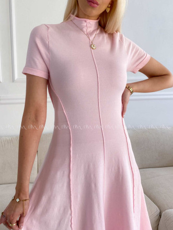 Úpletové midi šaty A-čkové baby pink A 226