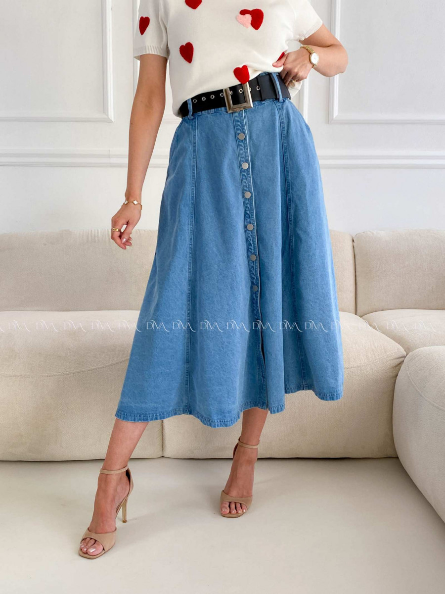 Riflová A - sukňa s gombíkmi modrá A 223