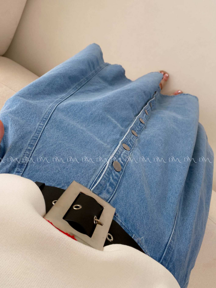 Riflová A - sukňa s gombíkmi modrá A 223