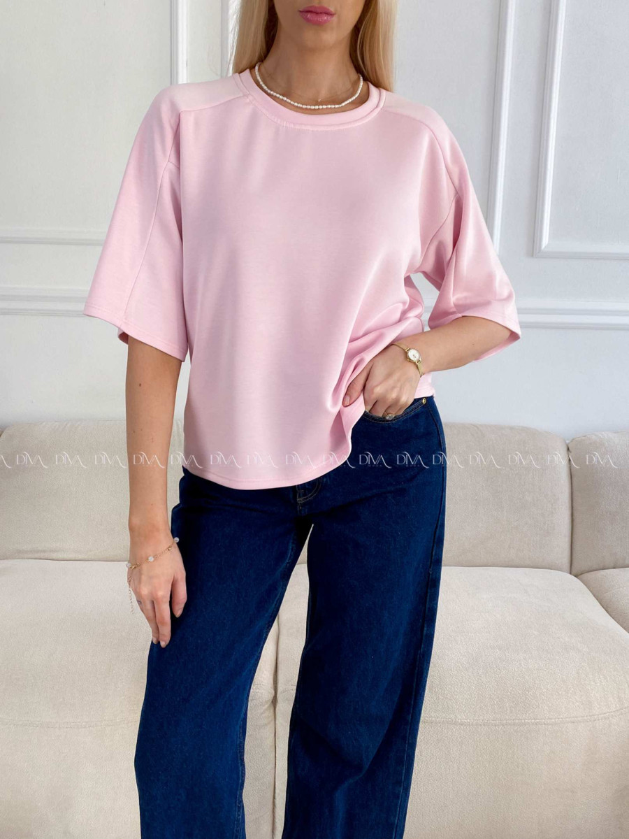 Hladké basic tričko Tally baby pink A 235