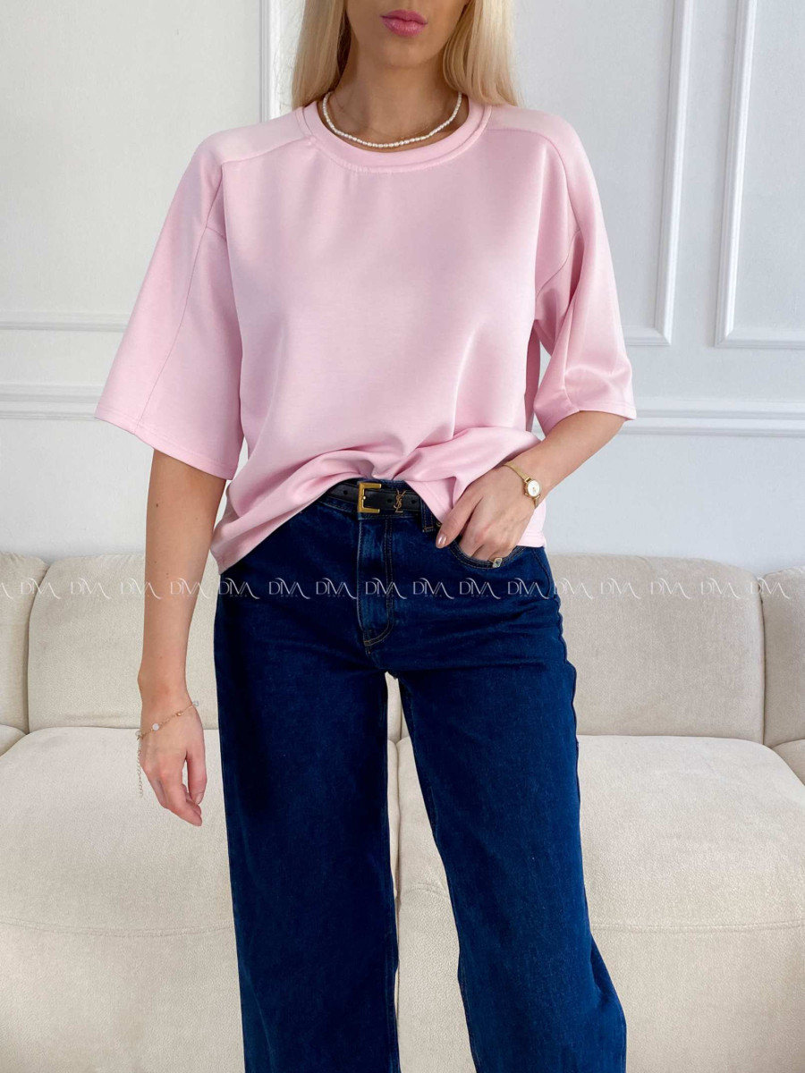 Hladké basic tričko Tally baby pink A 235