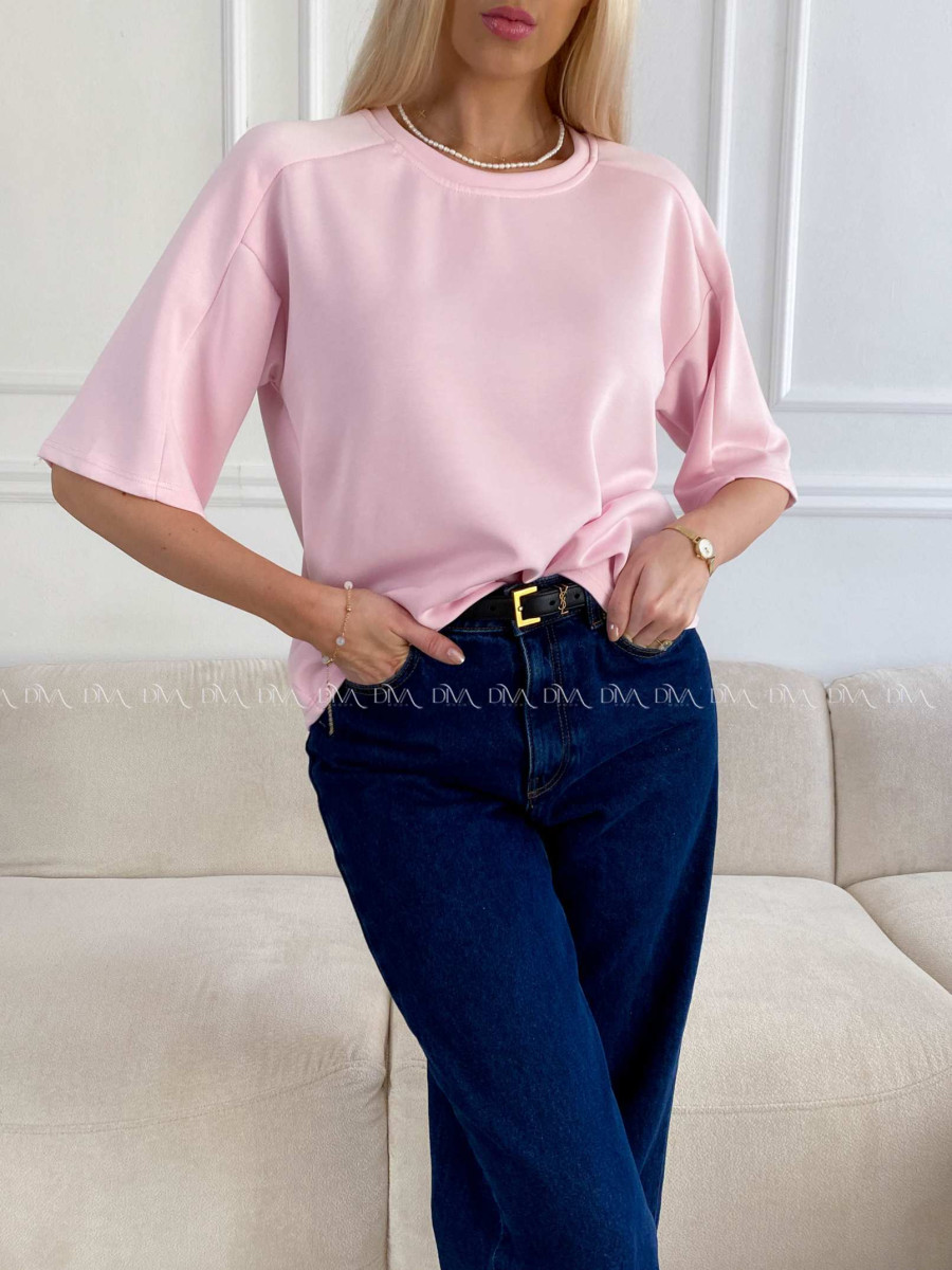 Hladké basic tričko Tally baby pink A 235