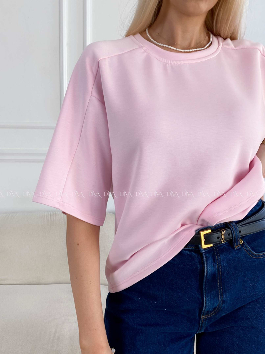 Hladké basic tričko Tally baby pink A 235