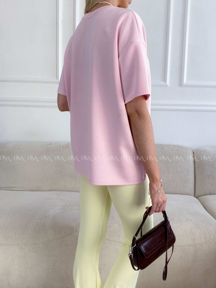 Hladké basic tričko Leon baby pink A 236