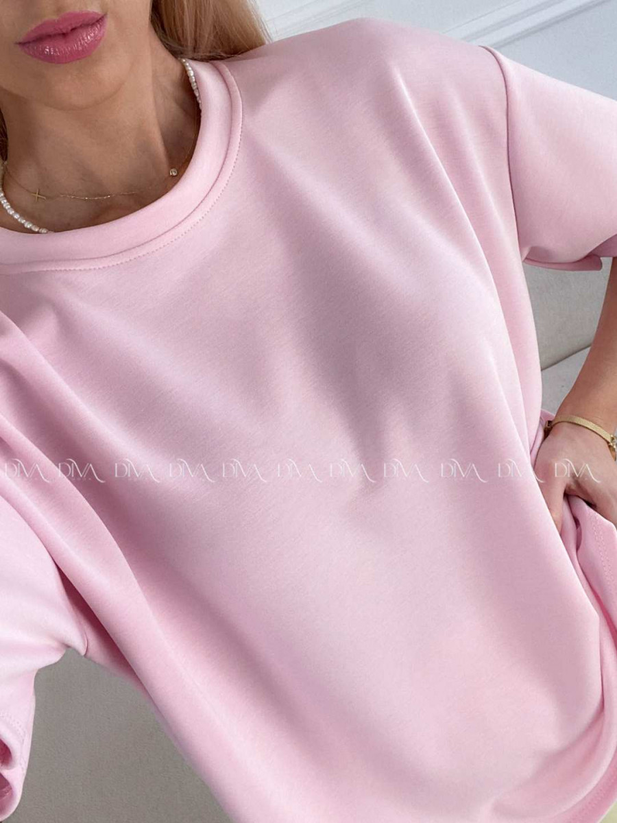 Hladké basic tričko Leon baby pink A 236