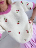 Pletený svetrík s vyšívanými čerešňami A 237