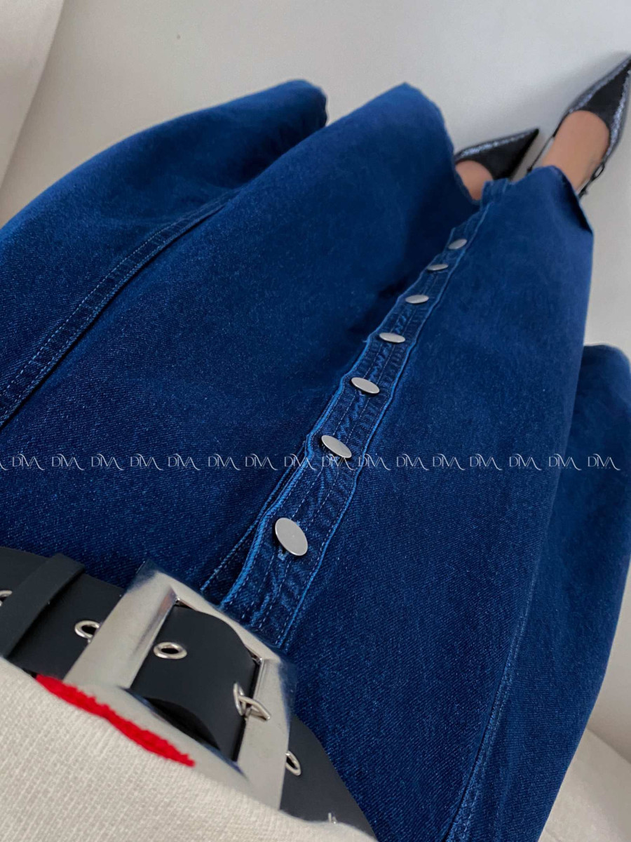 Riflová A - sukňa s gombíkmi tmavo modrá AB 14