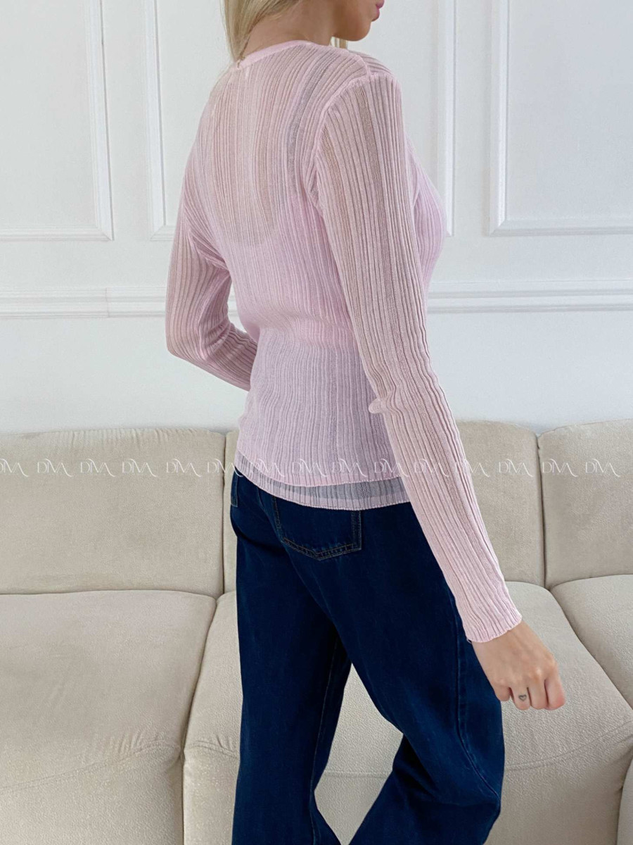 Tenký kardigan s tielkom baby pink AB 21