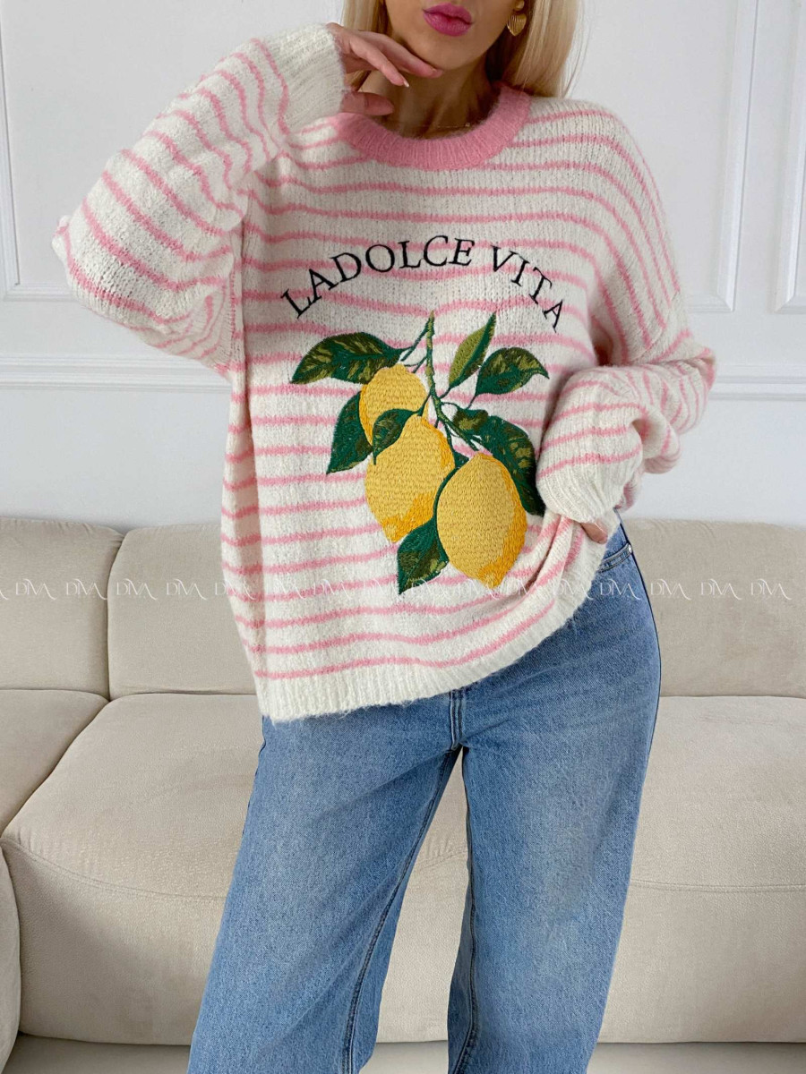 Sveter la dolce vita ružový AB 8