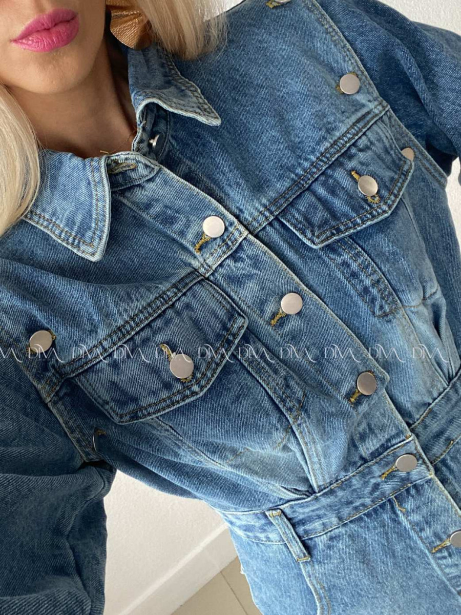 Riflové šaty s odopínateľnými rukávmi modré AB 29