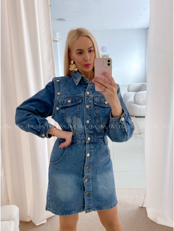 Riflové šaty s odopínateľnými rukávmi modré AB 29