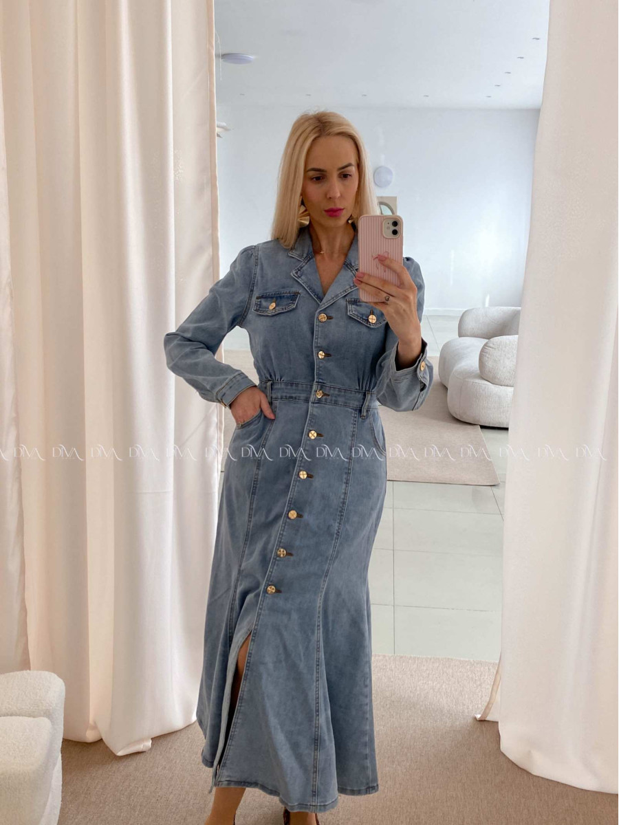 Riflové maxi šaty siluette modré AB 27