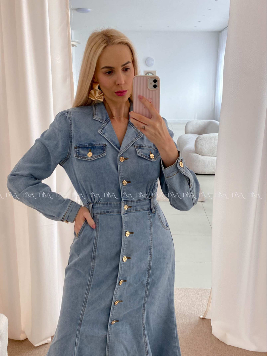 Riflové maxi šaty siluette modré AB 27