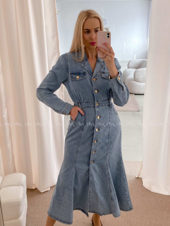 Riflové maxi šaty siluette modré AB 27