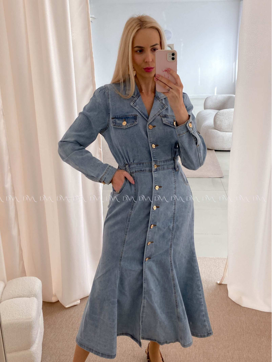 Riflové maxi šaty siluette modré AB 27