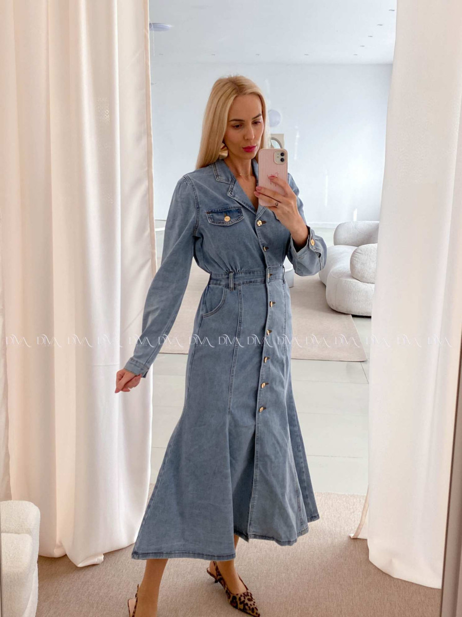 Riflové maxi šaty siluette modré AB 27