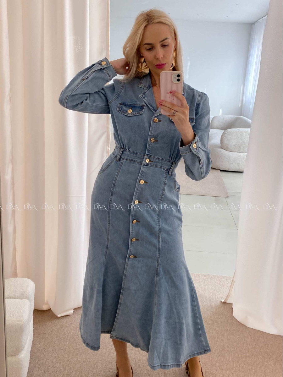 Riflové maxi šaty siluette modré AB 27