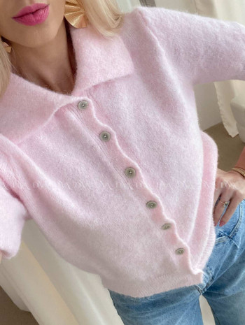 Svetrík na gombíky s golierom baby ružový AB 11