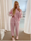 Hladký ležérny komplet s pruhom baby pink AB 26