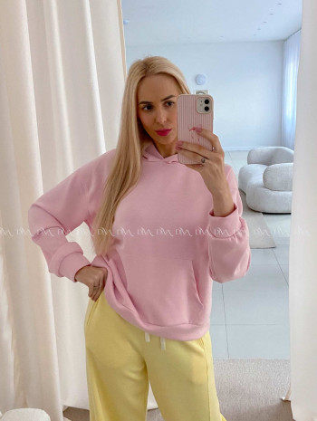 Oversize hladká mikina baby pink AB 25